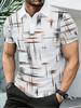 Stylish line pattern short-sleeve polo shirt, casual top.