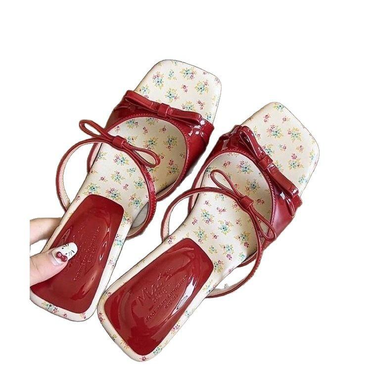 Французские элегантные туфли на танкетке женские босоножки с открытым носком и бантом на высоком каблуке лето 2025 г.