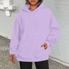 Women Fall Winter Hoodie Thick Hooded Long Sleeves with Big Pocket Plus Size Mid Length Solid Color Loose Elastic Cuffs Drawstring Sport Top