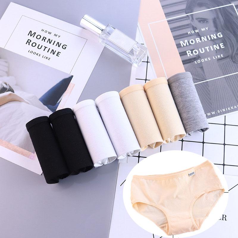 Женские хлопковые трусики, 7 шт./компл., однотонное нижнее белье, удобные трусики со средней посадкой для девочек, дышащие трусы, женское нижнее белье XXL