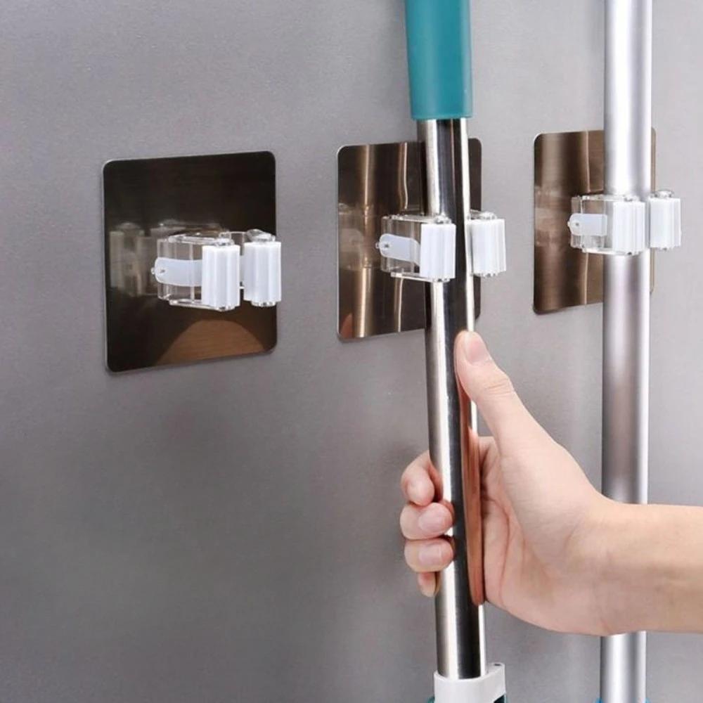 Матовый крючок-зажим для швабры, полка для ванной комнаты, подвесной держатель для швабры, прочная стойка для хранения в ванной