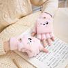 Thickened Student Half-Finger Flip Gloves Mink Fleece Xmas Gifts Kids Winter Gloves for Boys Girls