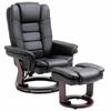 Recliner with Footstool, Reclining Chair, Swivel, Tiltable Backrest, Faux Leather Look, up to 130 kg, Black