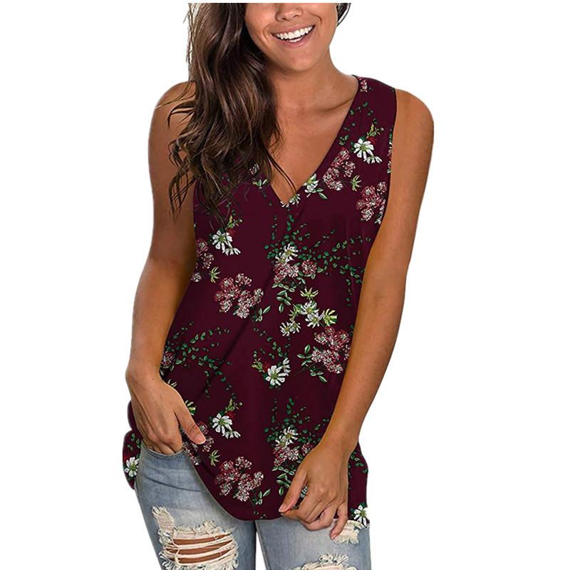 Женские летние облегающие жилеты без рукавов с V-образным вырезом и винтажным принтом