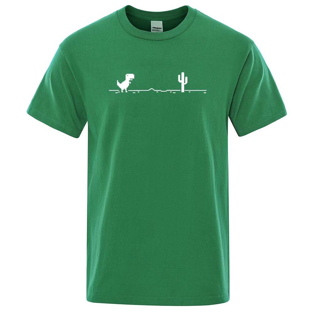 Men's T-shirt Printed dinosaur cactus funny top Men's Summer cotton T-shirt Casual o Neck T-shirt Street wear basic top