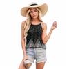 Womens Summer Tank Tops Pleated O Neck Printing Casual Top Tank Tops For Women Loose Fit Sleeveless Shirts