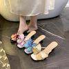 Open-toed Slippers Female Sexy Butterfly High Heels 2025 Summer New Fairy Style with Skirt Wear Sandals Middle Heel
