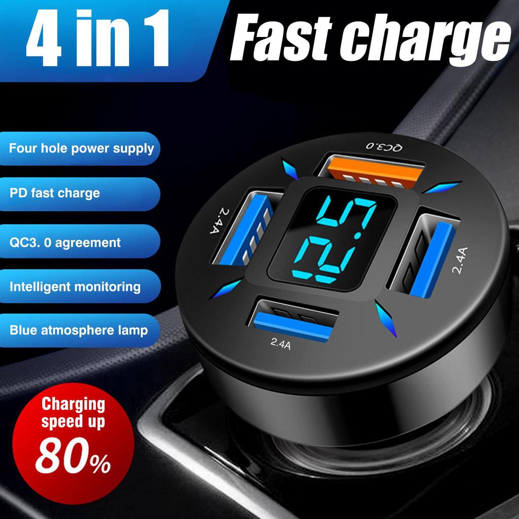 66 Вт 4 порта USB PD быстрое автомобильное зарядное устройство QC3.0 Type C быстрая зарядка автомобильный адаптер прикуриватель разветвитель для iPhone Xiaomi