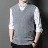 Wool Sweater Fall and Winter V-neck Pure Undershirt Thickened Sweater Men's Vest Dad's Clothing Plus Size