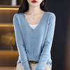 Женский кардиган из камвольной шерсти, тутового шелка, кашемир Цинхэ, 50% шерсть, 50% тутовый шелк, зимний вязаный пуловер, осенний свитер, кашемировый свитер
