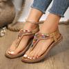 Bohemian Style Flat Sandals for Women Clip Toe Gladiator Sandals Woman Retro Summer Casual Beach Shoes Anti Slip Flip Flops