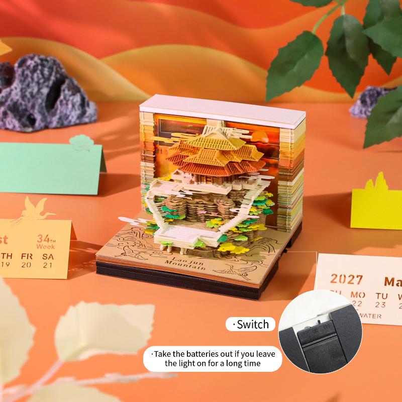 Stylish 2027 Desk Calendar With LED Lights 3D Pages For Home Decoration