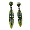 [P7334] - Green 'Navajos' Designer Earrings - 45x8 Mm