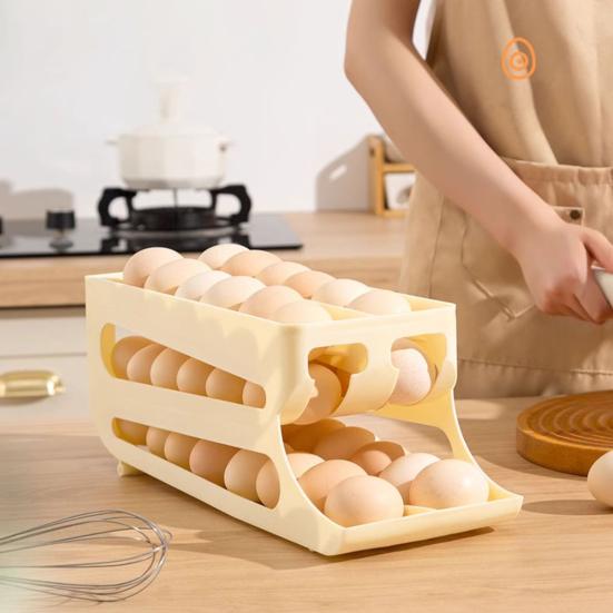 Многослойный ящик для хранения яиц с выдвижной крышкой, ящик для яиц в стиле лестницы, большая емкость, автоматическое перекатывание