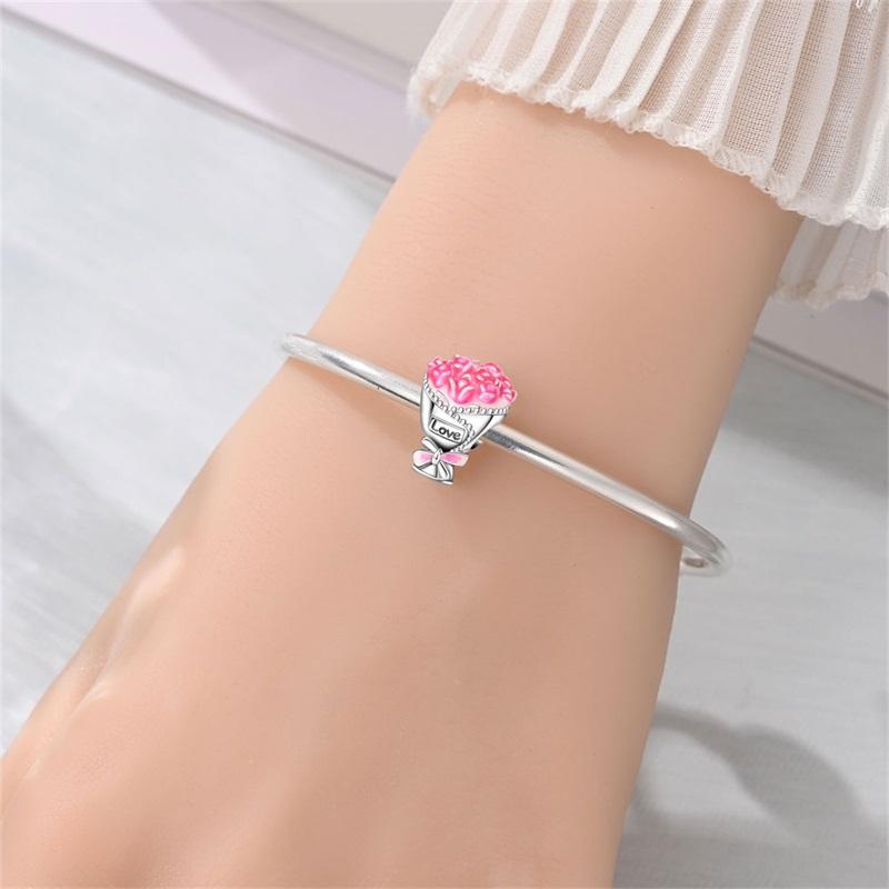 Charms Copper Hedgehog Lucky Clover Rose Cherry Blossom Beads Fit Bracelet Fine Women Diy Jewelry Gifts