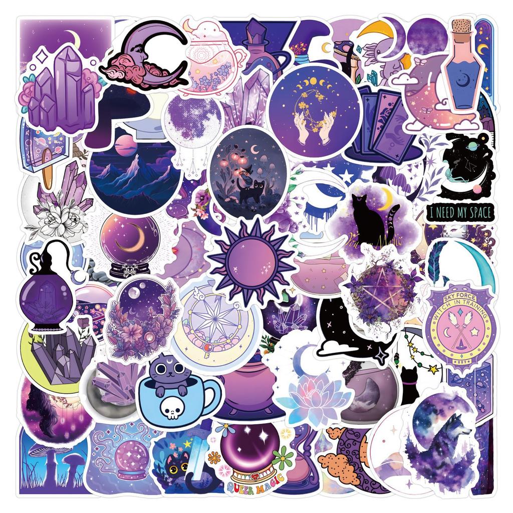 110 Фиолетовые Волшебные Лунные Дудл Наклейки Багаж DIY Водонепроницаемые Наклейки Декоративные Наклейки