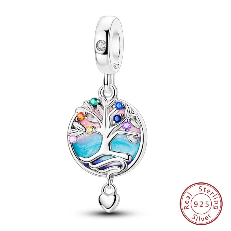 100% Медь Синий Кристалл Дерево Жизни Ангел Звезда Луна Подвески Шармы Подходят для Оригинальных Браслетов Qikaola DIY Ювелирные Изделия