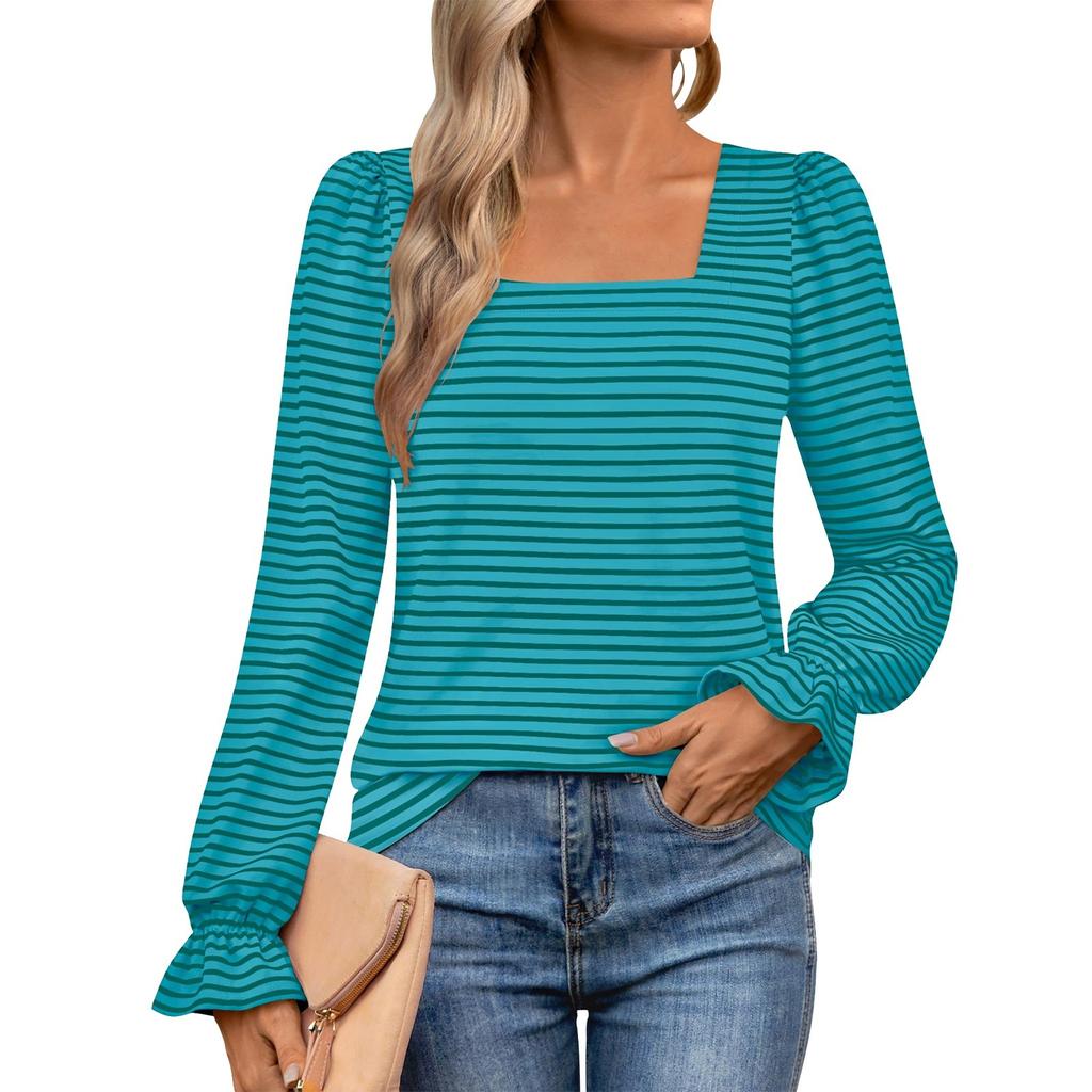 Женские топы, свободный полосатый пуловер, повседневные рубашки, топ
