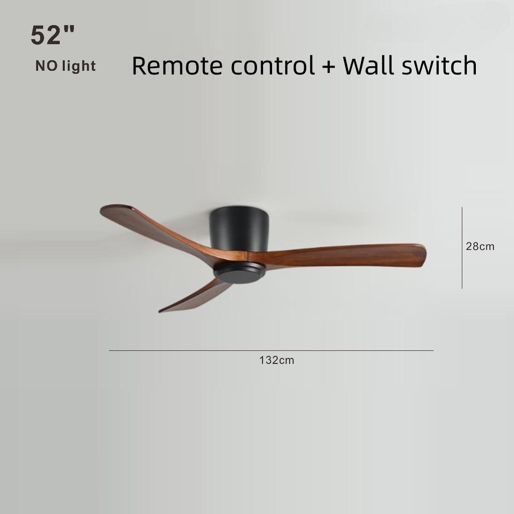 Скандинавский Минималистичный Вентилятор с Регулируемой Частотой для Гостиной Спальни Потолочный Вентилятор из Массива Дерева Креативный Декоративный Вентилятор для Виллы Отеля