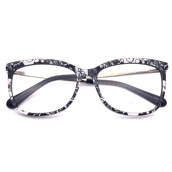 RSINC Unisex Fullrim Lightweight Frame Leather Stich Optical for Men and Women, (Black-Cart-2)