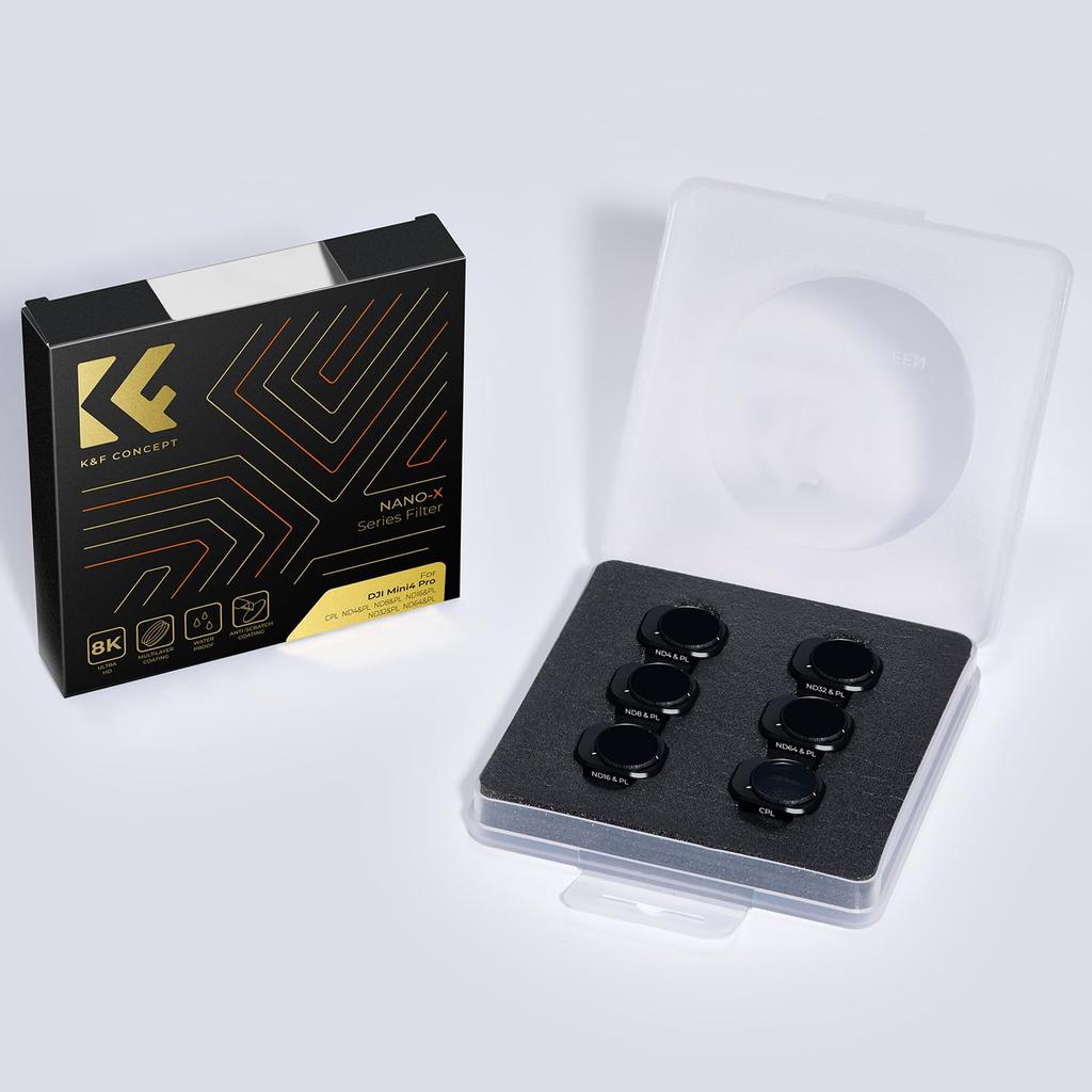 Концепция DJI Mini 4 Pro Регулируемый свет AGC Оптический контраст Нано и Фильтры K&F CPL+ND4&PL+ND8&PL+ND16&PL+ND32&PL+ND64&PL, Снижение, Стекло,