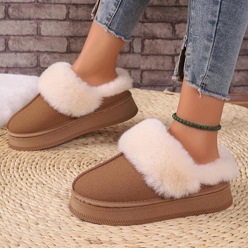 Женские зимние ботинки большого размера с круглым носком и толстой подошвой, повседневные короткие теплые домашние ботинки из хлопка с толстым бархатом, однотонные, 36-42