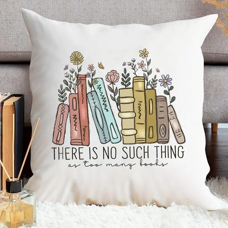 Book Letter Printed Cushion Cover for Home Decor Throw Pillowcase Living Room Lounge Sofa Office Chair Pillows Cover 45cmx45cm
