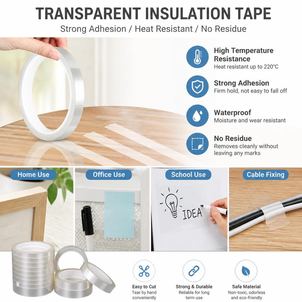 66 Meters Transparent Tape 10mm Width Drawing Transformer Tape Warning Marking Tape For Drawing