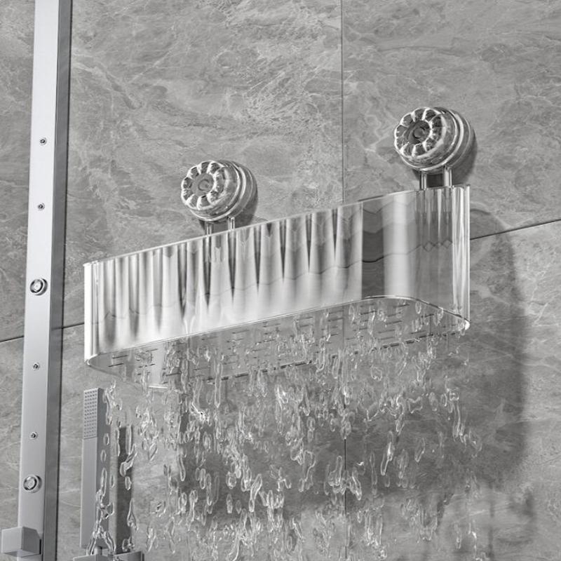 Стеллаж для хранения на присосках, прозрачный золотой, без перфорации, полка-сушилка для ванной комнаты, настенный органайзер