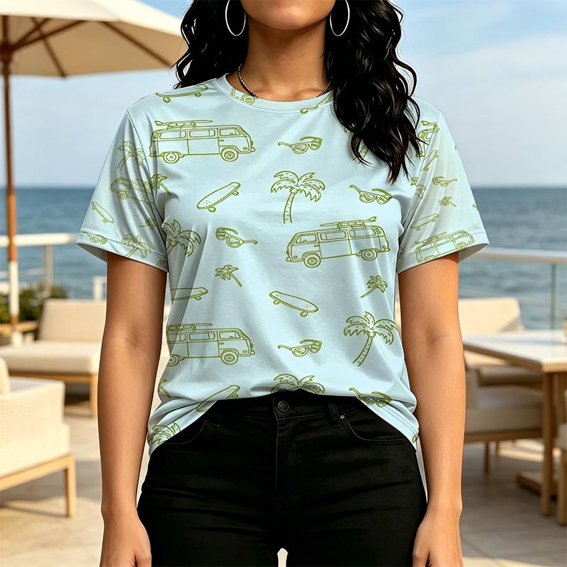 Women's Summer Short Sleeve T-Shirt Soft Cotton Crew Neck Top,Simple Ins Style,Comfortable for Beach Vacation & Daily Casual Wear