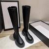 Осенне-зимние женские высокие сапоги на плоской подошве, женские высокие сапоги высокого качества из мягкой кожи, женские рыцарские сапоги, повседневные сапоги до колена