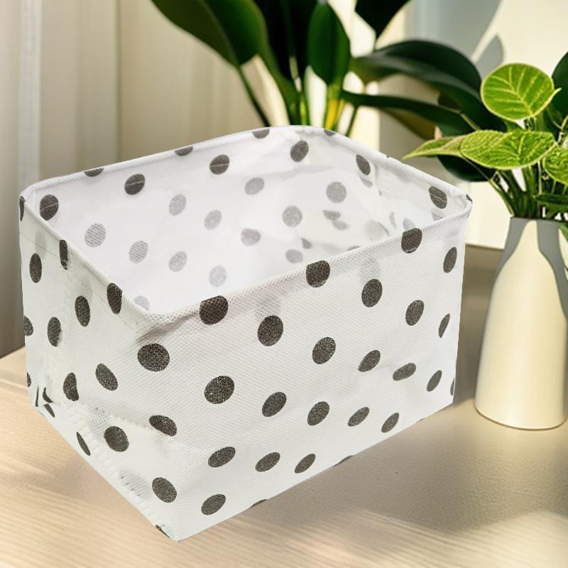 Polka Dot Fabric Storage Basket Large Capacity Foldable Waterproof Organizer for Home Office Desk File Storage