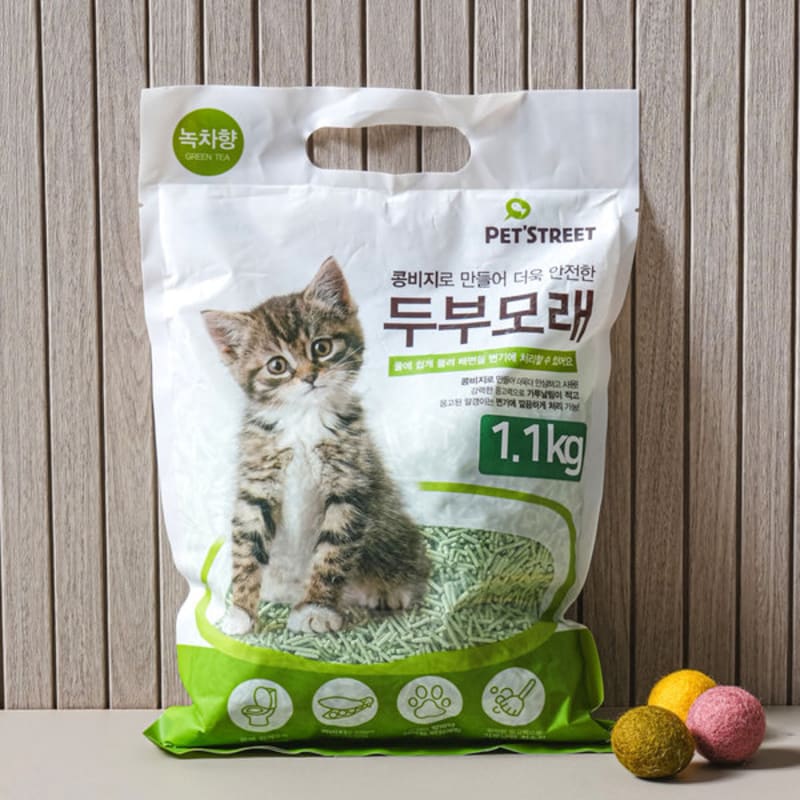[Pet] Песок тофу для кошек 1,1 кг со вкусом зеленого чая