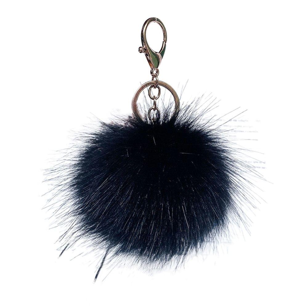 Metal Ring Fur Ball Keychain Fluffy Plush Ball Keychain Pom Pom Keyring  Bag Decoration