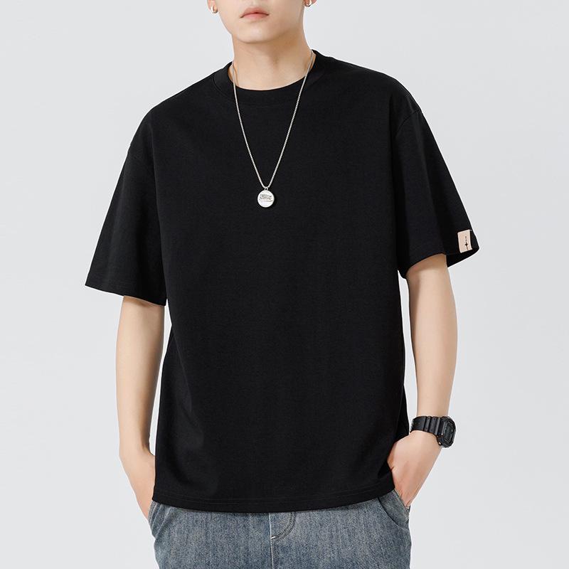 Мужская футболка свободного кроя, минималистичная, с круглым вырезом, однотонная, летняя, с коротким рукавом