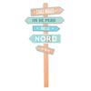[R2282] - Wooden Plaque 'Orientation Panels' Blue Beige (With Us We Do Not Lose the North) - 83x36cm