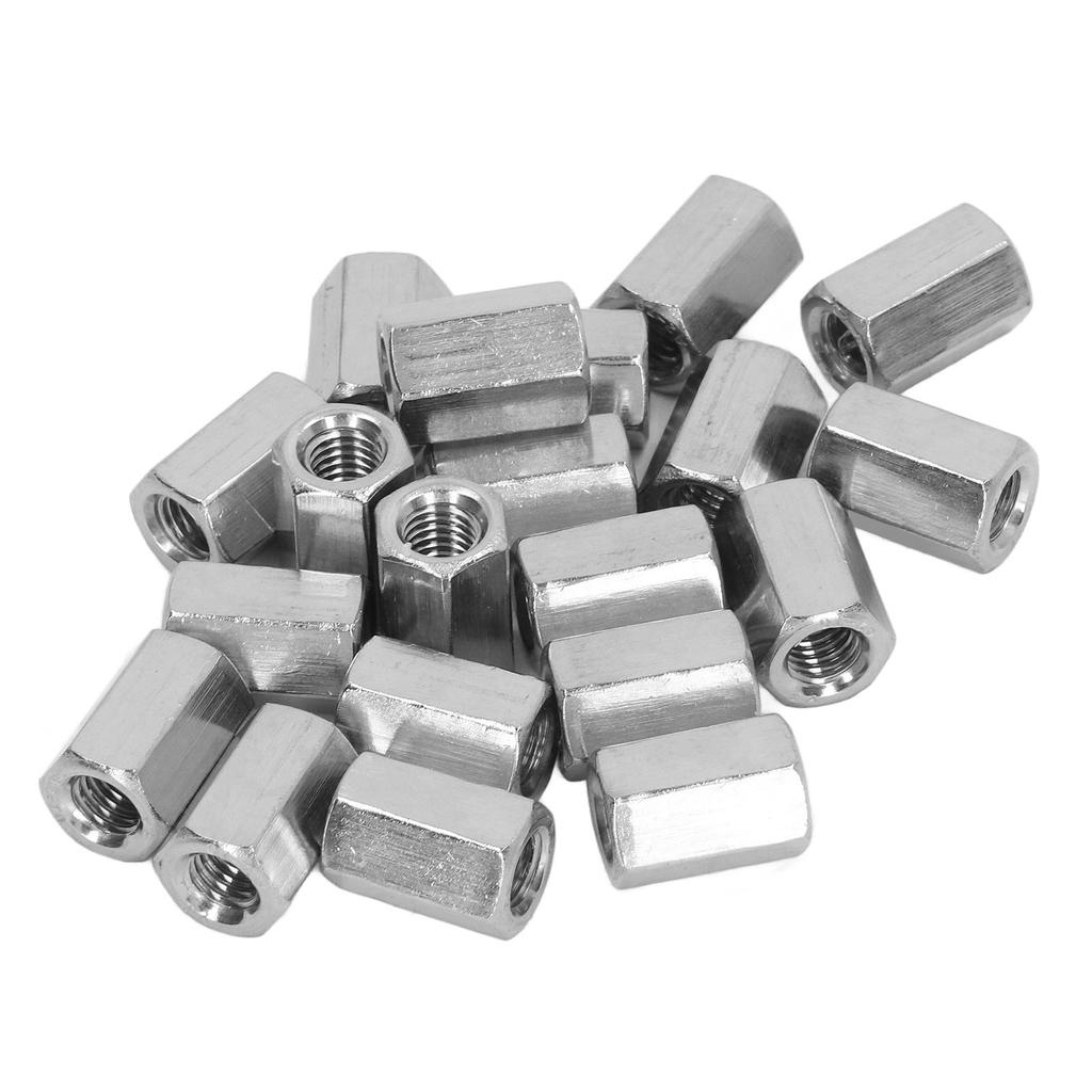 20PCS Hex Coupling Nuts 304 Stainless Steel Thread Rod Connection Nut for Bolts Studs Screws