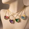 Birthstone Heart Necklace Birth Stone and Flower Pendant Necklace Jan to Dec