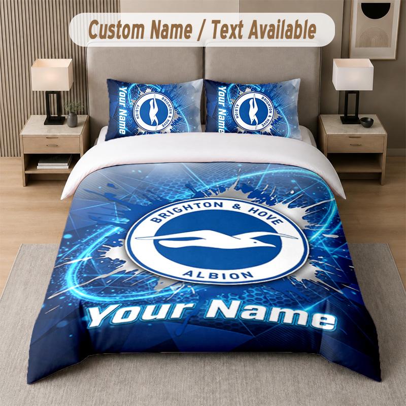 Brighton & Hove Albion Football Design Bedding Set Custom Text 1 Duvet Cover & 2 Pillow Cases