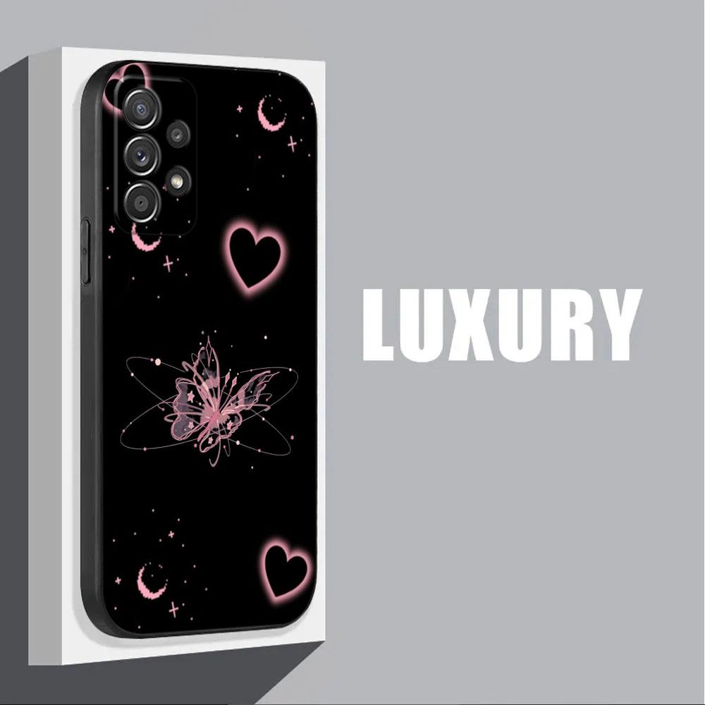 Butterfly Love Black For Samsung Galaxy A55 Case A54 A52S A53 5G A51 A34 A35 A33 A32 A50 A72 A71 A30 A7 A9 2018 Case Soft Cover