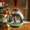 Santa Claus Stadium Glass Ball Ornament Christmas Tree Hanging Decor with Sports Theme Festive Holiday Home Decoration
