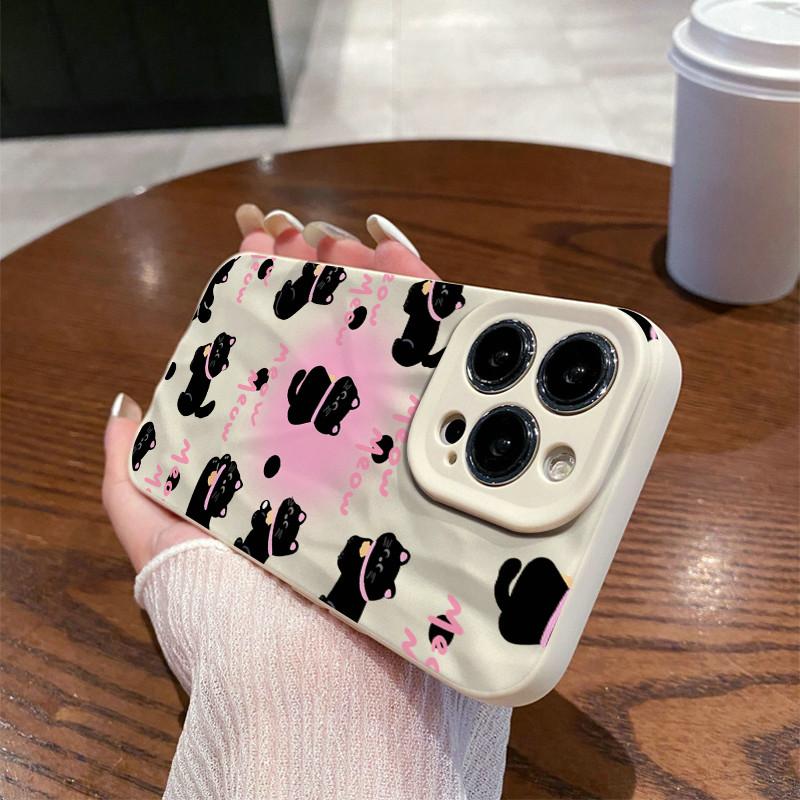 Поверхность морщин и неровностей чехол для мобильного телефона милый кот напечатан защитный матовый чехол TPU мягкий силиконовый чехол