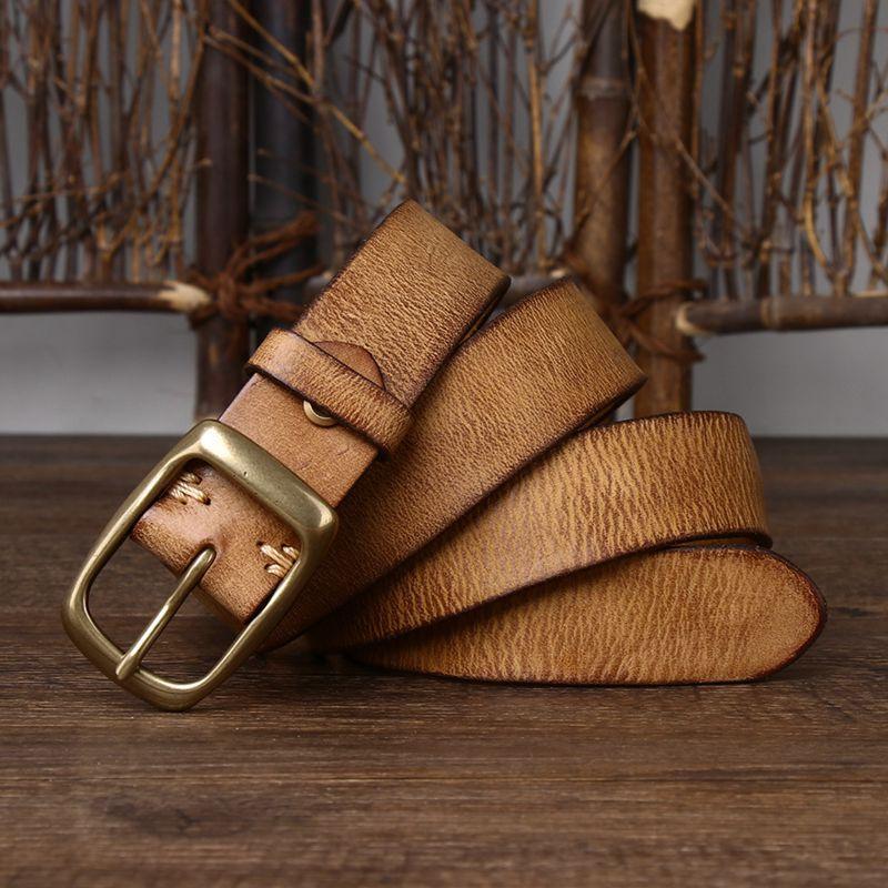 Ремень Мужской Модный Многослойный Кожаный с Игольной Пряжкой Простой Повседневный Ретро Женский Джинсовый Ремень Мужской Универсальный