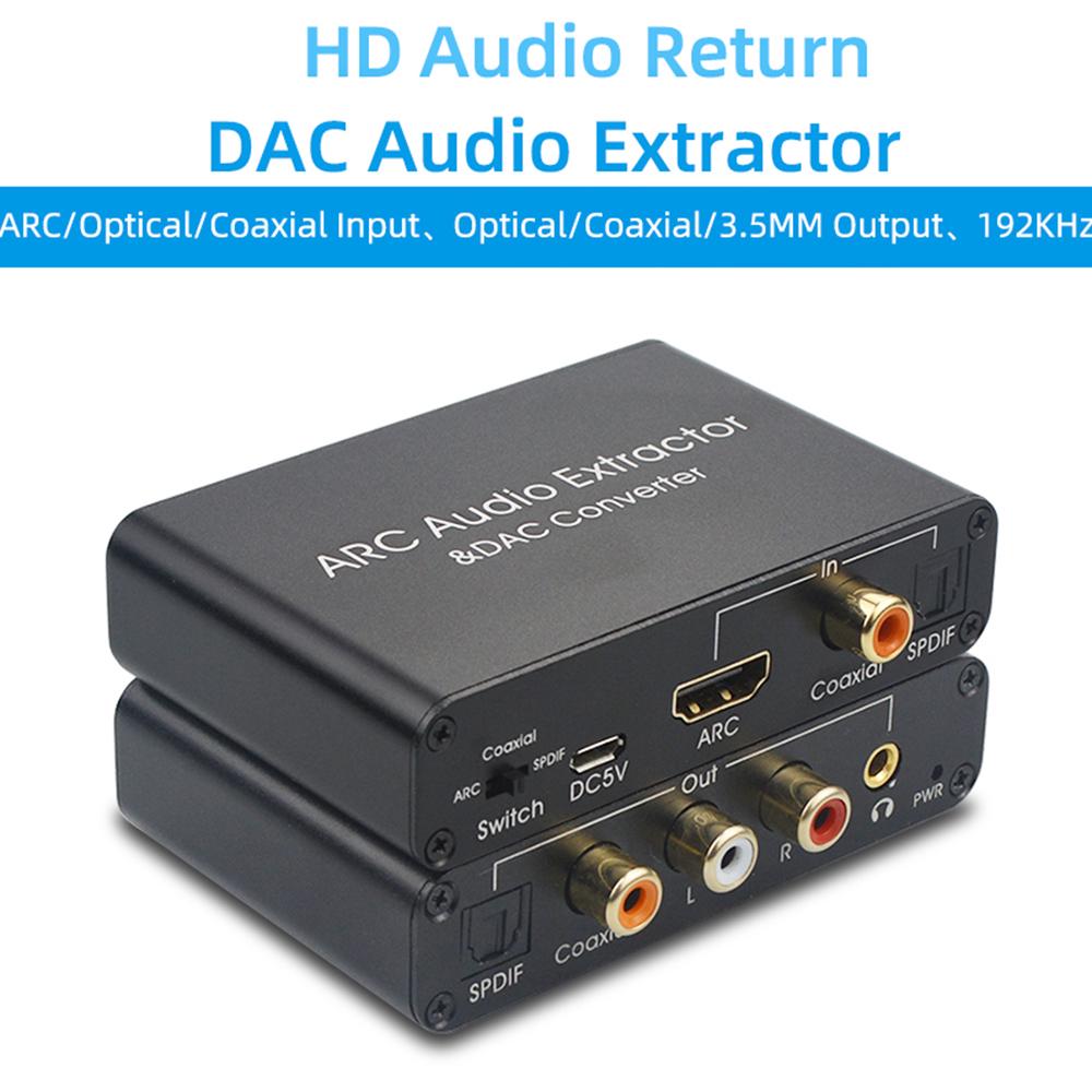 Аудиоадаптер ARC 192 кГц HD Audio Extractor Цифро-аналоговый аудиоконвертер DAC SPDIF Коаксиальный RCA
