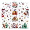 3D Christmas Window Stickers Electrostatic Cling with Santa Claus Snowman Snowflakes for Home Office Party Decor Reusable
