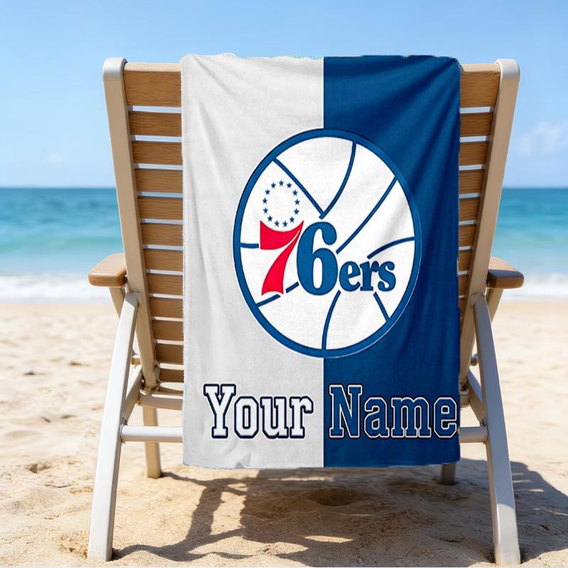 Custom Name Beach Towel Philadelphia Basketball Team Beach Towel, Soft Microfiber, Gift for Her/Him, Birthday, for Pool, Beach, Travel, Fan gifts