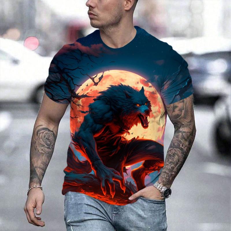 Summer Multi-color Animal 3D Printed Loose Casual Men's Round Neck Short Sleeved T-Shirts Men’s