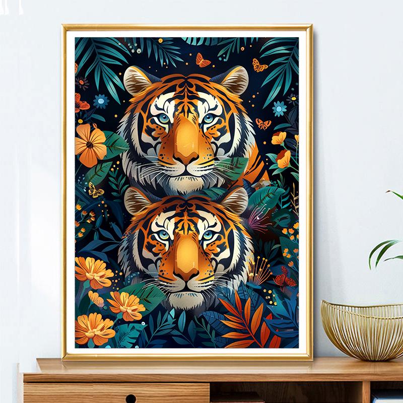 5d DIY Алмазная картина, вышивка крестом, животные, два тигра, алмазная вышивка, мозаика, полный круглый дрель, домашний декор, искусство