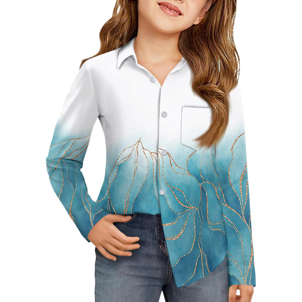 Girls' Button-Down Shirt - Long Sleeve Dress Blouse