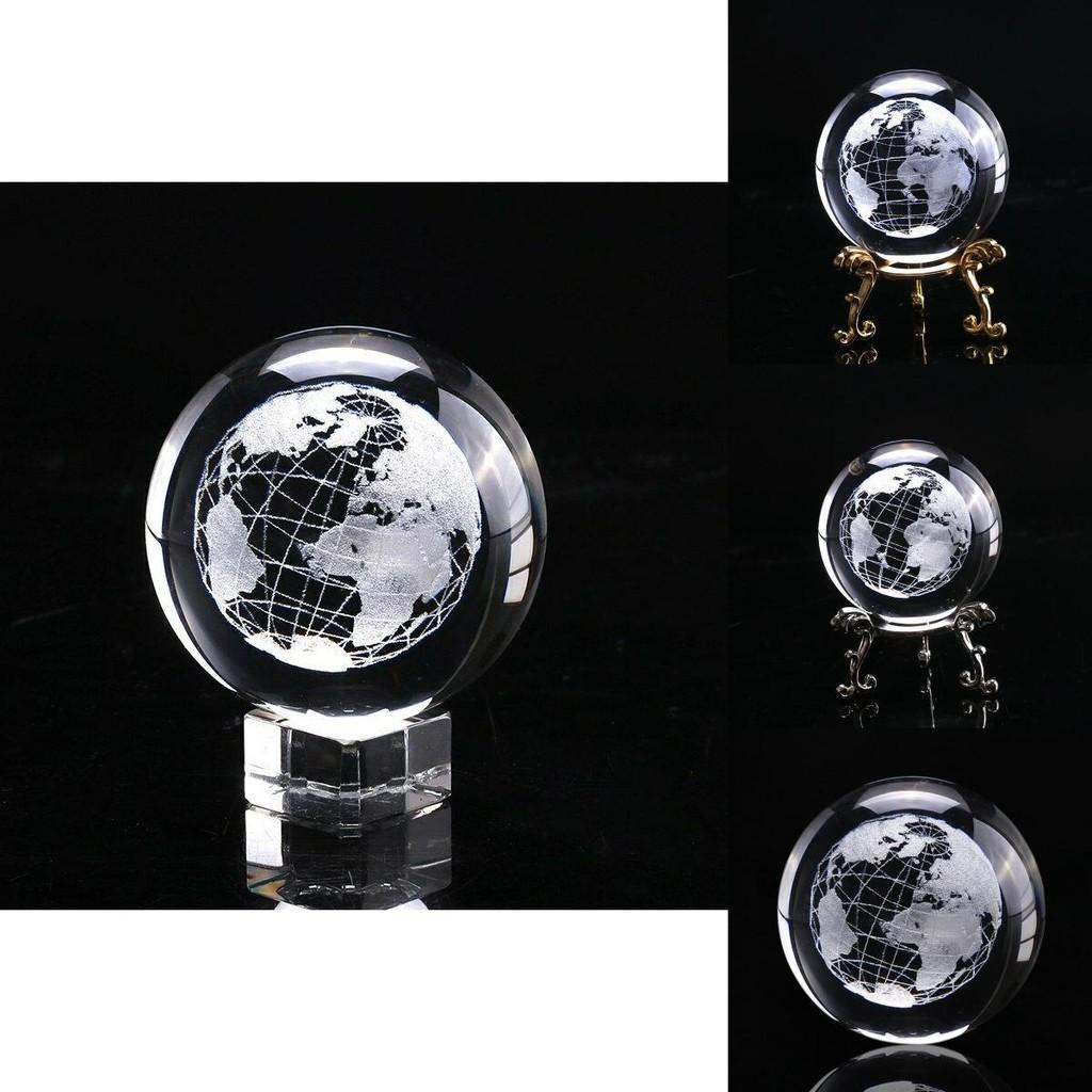 Classic Design 60mm 3d Crystal Ball Glass Laser Engraved Miniature Earth Sphere Gift